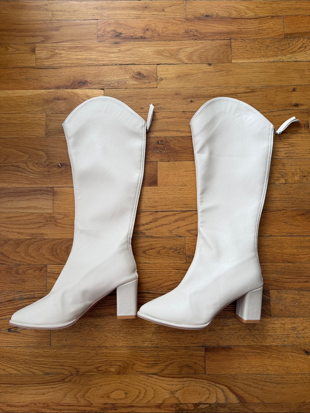White Tall Block Heel Women's Boots